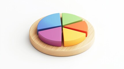 Fototapeta premium Colorful Wooden Pie Chart Showing Data Segmentation for Business Analytics and Market Research