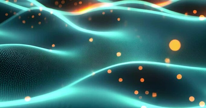 Abstract digital waves with glowing particles