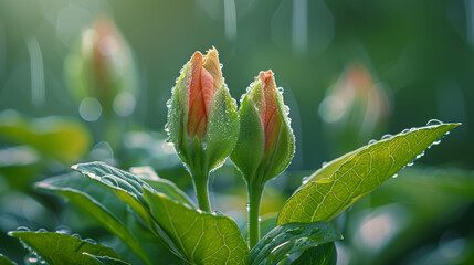 flower buds in dew