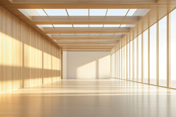 Extremely simple and light golden architectural interior space