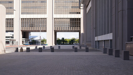 City, cbd and urban buildings for business, finance office and trip to stock trading centre. Architecture, outdoor and journey for job opportunity in Cape Town, corporate real estate and location