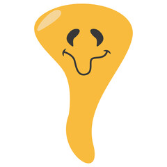 Psychedelic Dripping Emoticon Face with Abstract Design Concept. Vector Illustration