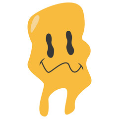 Psychedelic Dripping Emoticon Face with Abstract Design Concept. Vector Illustration