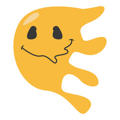 Psychedelic Dripping Emoticon Face with Abstract Design Concept. Vector Illustration