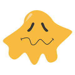 Psychedelic Dripping Emoticon Face with Abstract Design Concept. Vector Illustration