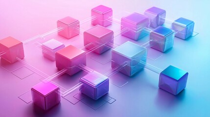 Pastel-colored machine learning flowchart generating images and text outputs . Machine generating pastel flowchart. Generating learning output.
