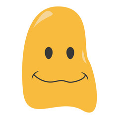 Psychedelic Dripping Emoticon Face with Abstract Design Concept. Vector Illustration