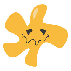 Psychedelic Dripping Emoticon Face with Abstract Design Concept. Vector Illustration
