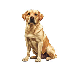 Majestic Labrador Retriever Sitting Against transparent background - Digital Painting