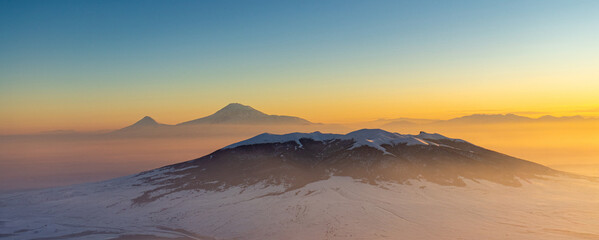 Sunset landscape of mountains