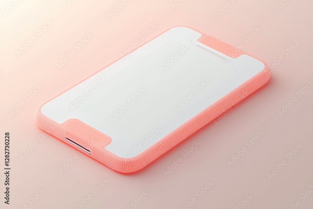 Fototapete clean matte gradient under a dynamically centered wireframe with pastel coral edges.