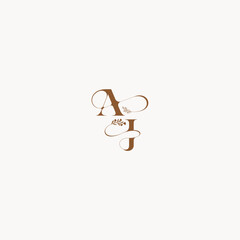 bold and hairline monogram wedding monogram logo initial AJ elegant curve organic letter