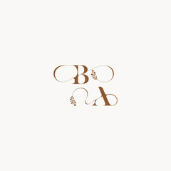 bold and hairline monogram wedding monogram logo initial BA elegant curve organic letter