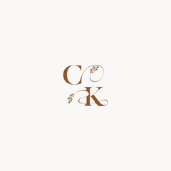 bold and hairline monogram wedding monogram logo initial CK elegant curve organic letter