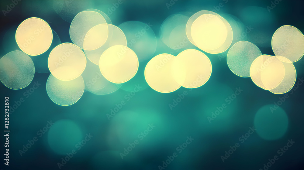 Poster abstract teal bokeh background image with soft, out-of-focus lights, ideal for design projects needi