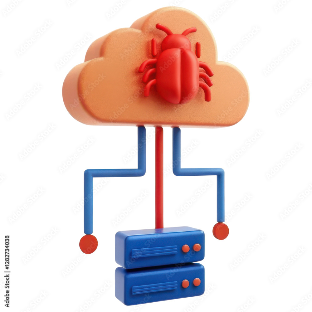 Poster cloud computing system with malware threat icon