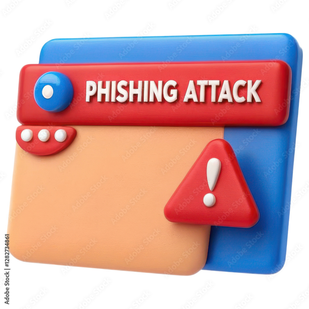 Poster phishing attack warning pop up with alert symbol