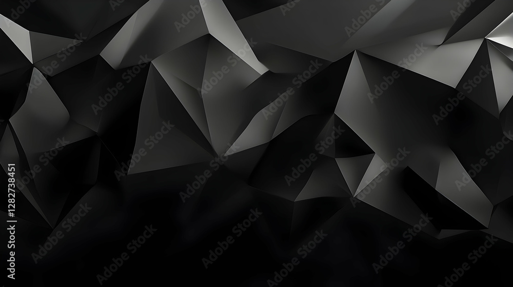 Poster abstract grayscale background featuring a dramatic, textured composition of dark, angular shapes and