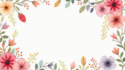 Modern Wedding Card With Soft Florals and Blank Space