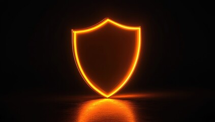 Neon Glowing Shield: Digital Security, Safety, Protection, Privacy, Data, Cyber, Technology,  Defense,  Innovation,  Risk,  Bright