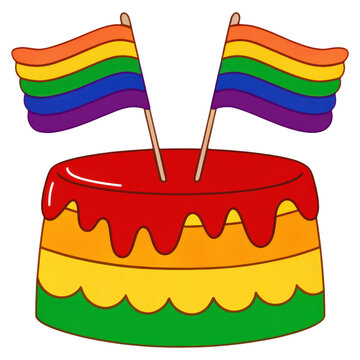 recommend clip art: Rainbow Layered Cake with Pride Flags for Lgbtq Plus Celebration On Transparent