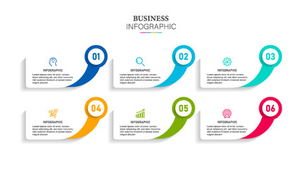 infographics design template with icons and 6 options or steps number