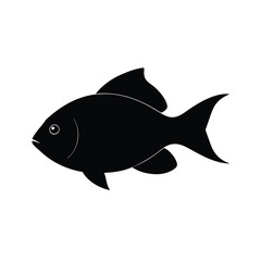 Velvet Damselfish Silhouette Vector Art and Black Velvet Damselfish Fish Illustration