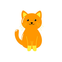 Cat character on white isolated background 