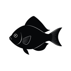 Velvet Damselfish Silhouette Vector Art and Black Velvet Damselfish Fish Illustration