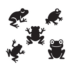A set of  Minimalist frog icon silhouette