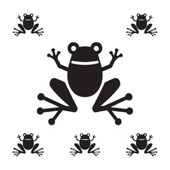 A set of  Minimalist frog icon silhouette