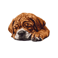 Obraz premium Adorable Brown Bulldog Puppy Sleeping Peacefully