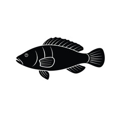 Wrasse Silhouette Vector and Wrasse Fish Black Design Illustration