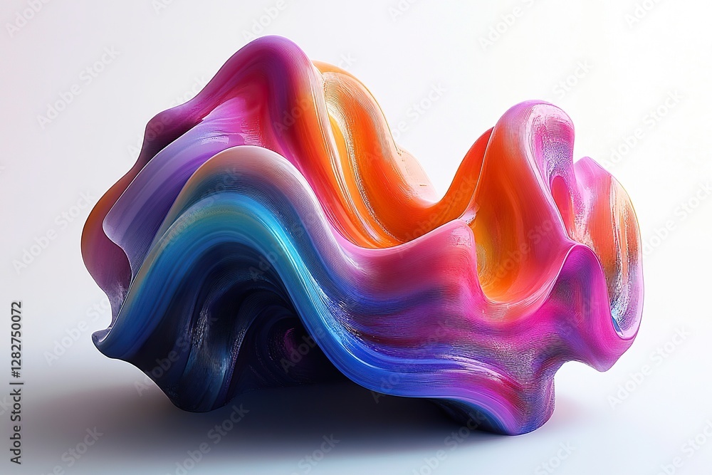 Poster abstract sculpture displaying vibrant gradient of multiple colors