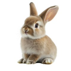 Obraz premium Small rabbit sitting on a black background with soft lighting and minimalistic composition on white background , cut out.