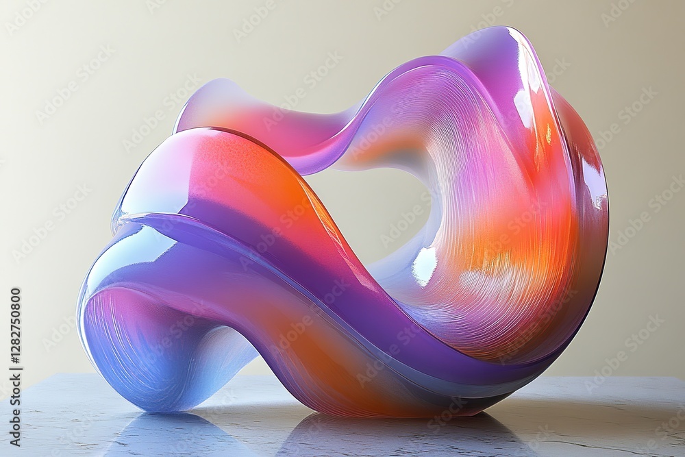 Poster abstract sculptural form with smooth gradient and layered appearance