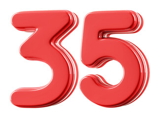 3D Glossy Red Number 35