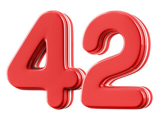 3D Glossy Red Number 42