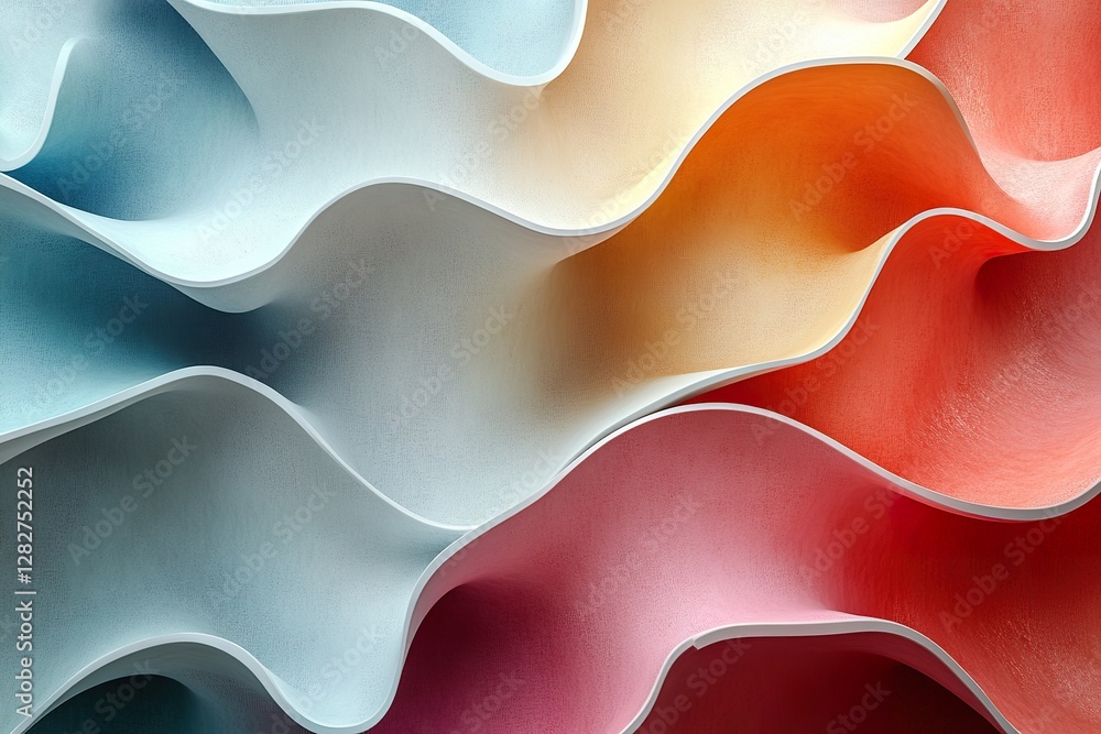 Poster Abstract multicolored paper waves create dynamic undulating patterns