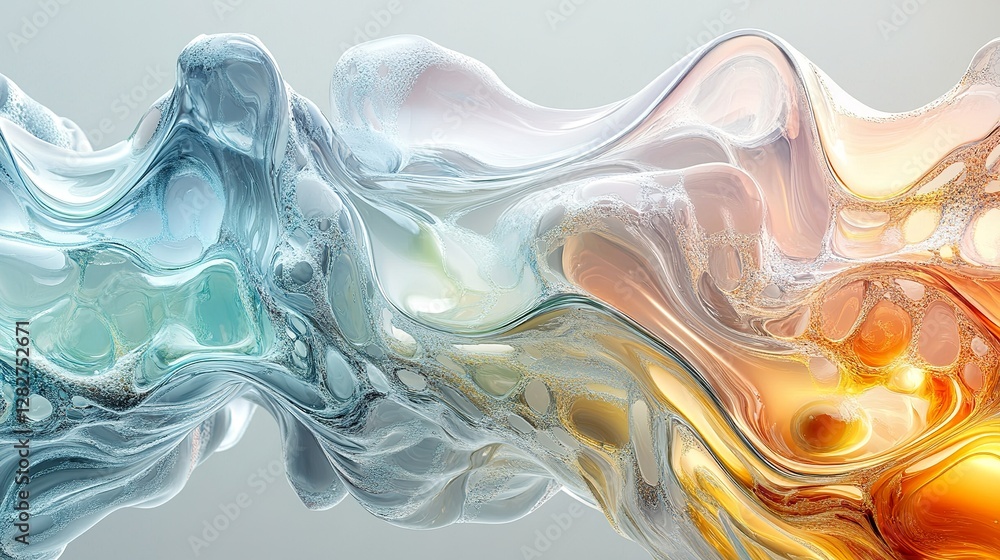 Poster abstract fluid motion showing gradient of colors and textures