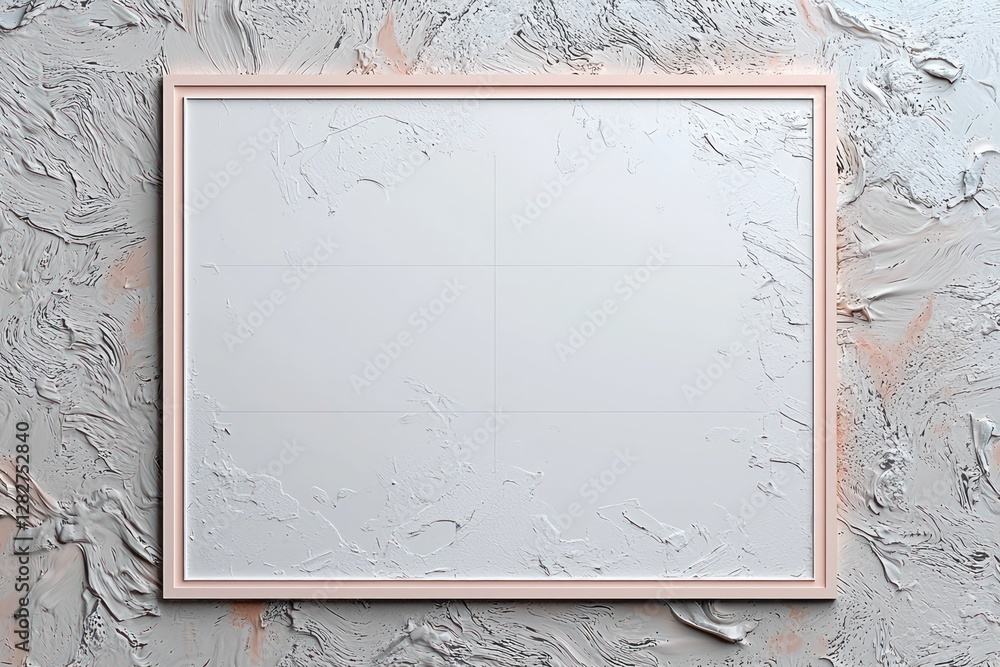 Poster soft blush borders surround a clean white wireframe in a realistic ai 3d mock-up, textured backgroun