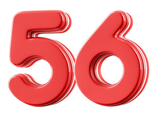 3D Glossy Red Number 56