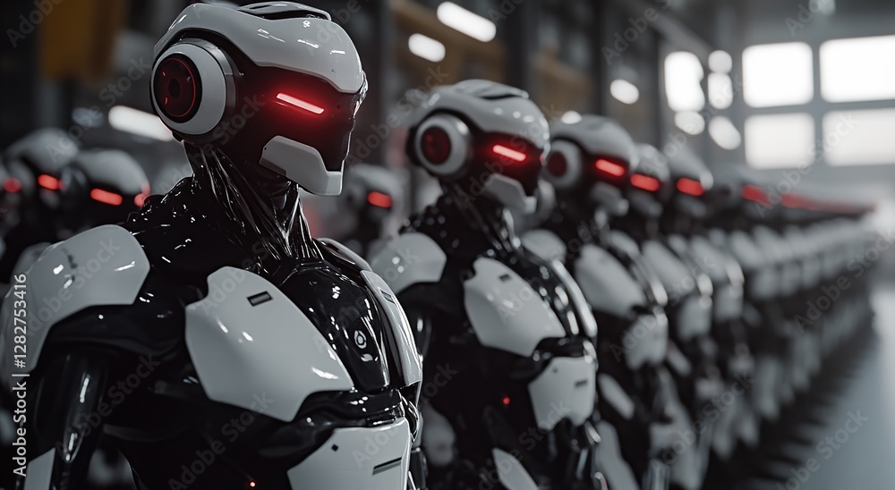 Poster advanced robots assembled in a futuristic factory: a glimpse into automated production