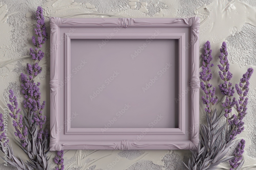 Poster lavender-accented ai-generated 3d frame on a textured background, surrounded by generous space.
