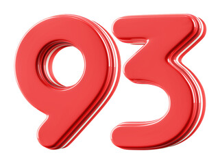 3D Glossy Red Number 93