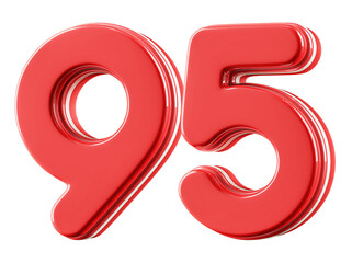 3D Glossy Red Number 95