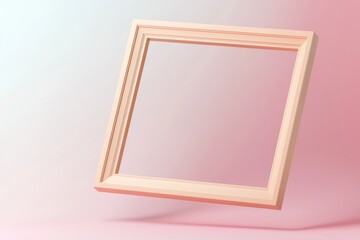 Fototapeta premium Realistic peach borders on a 3D frame dynamically float against a backdrop of soft pastel gradients.