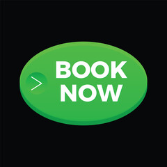 vector book now green 3d button design
