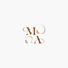 bold and hairline monogram wedding monogram logo initial MA elegant curve organic letter