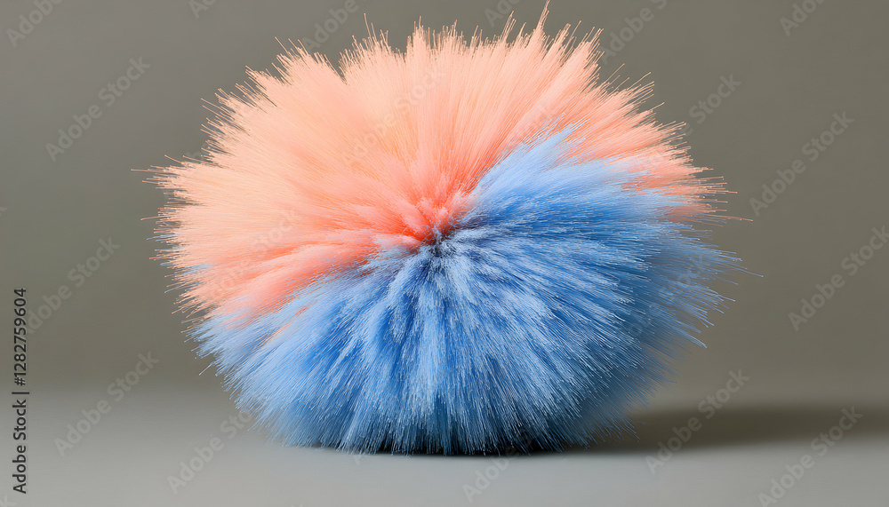 Poster abstract sphere of vibrant blue and peach fibers, creating a dynamic and visually striking image. pe